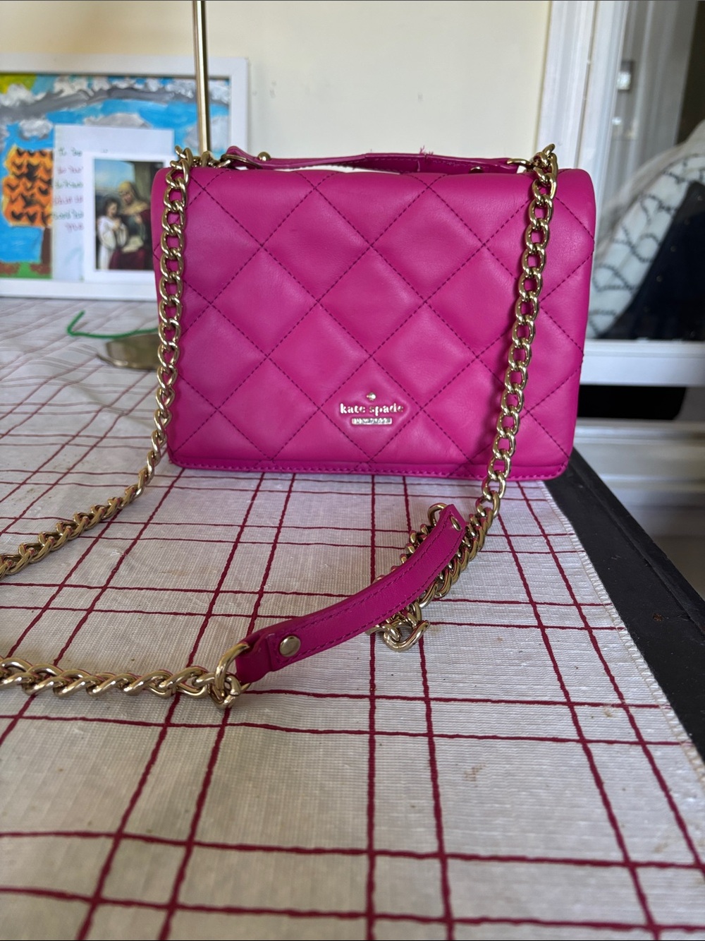 kate spade Quilted Hot Pink Chain Shoulder Bag